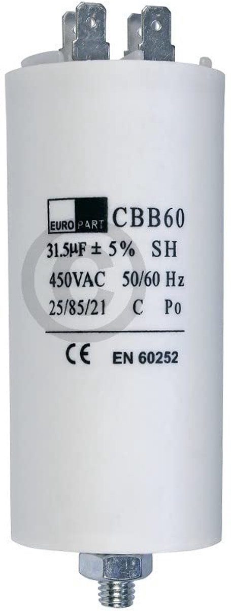 Startcapacitor 31.5µF 450V - universeel - met 6.3mm AMP plug - ideaal voor huishoudelijke apparaten - ShopVlot