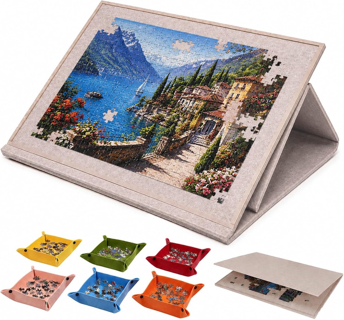 Opvouwbaar puzzelbord 1000 stukjes - viltmateriaal - antislip ontwerp - perfect voor onderweg - ShopVlot