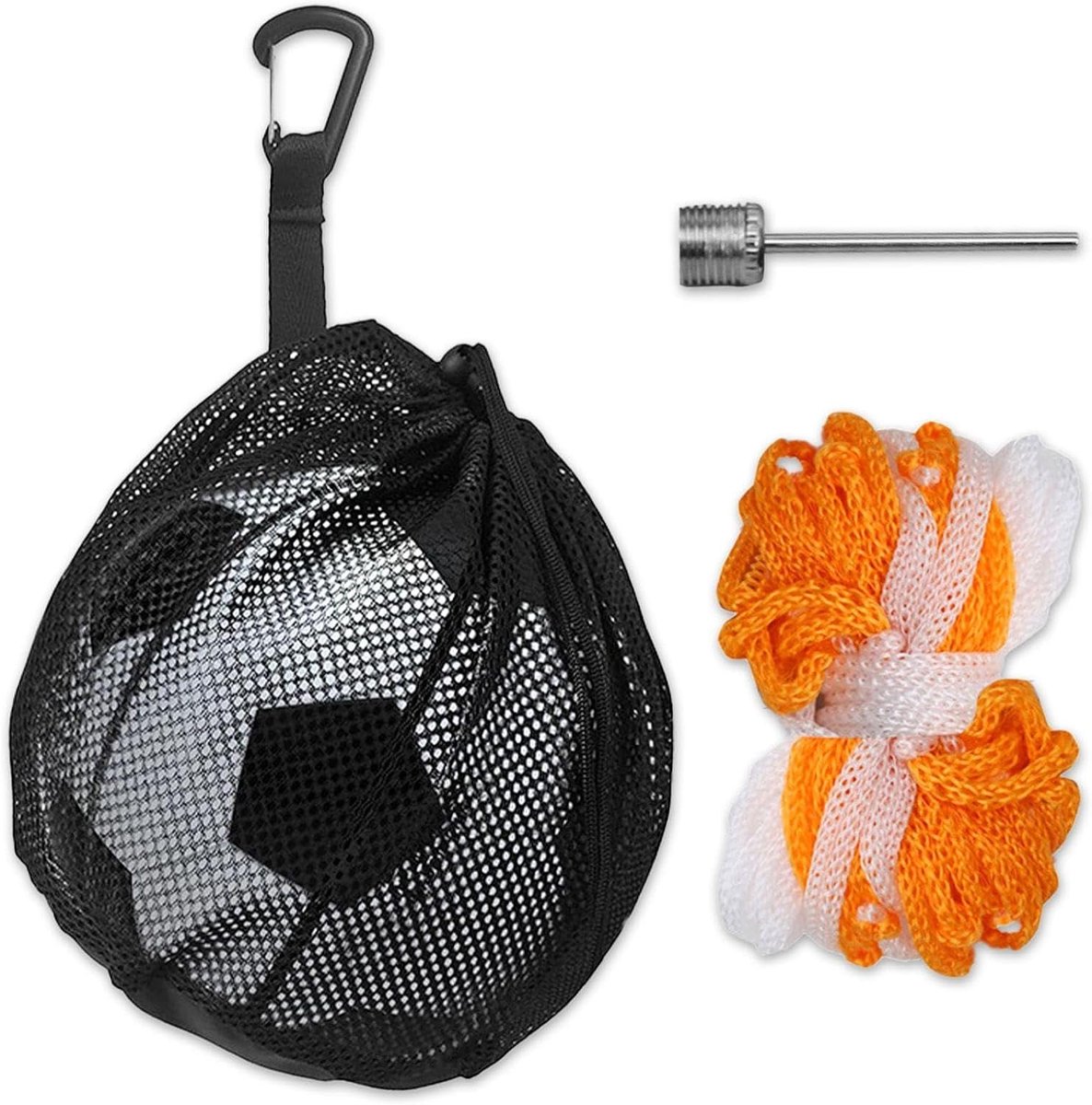 Ballentas met Hangende Beugel en Netzak - 2-delig - Zwart/Wit - Ideaal voor het Opslaan van Ballen - ShopVlot