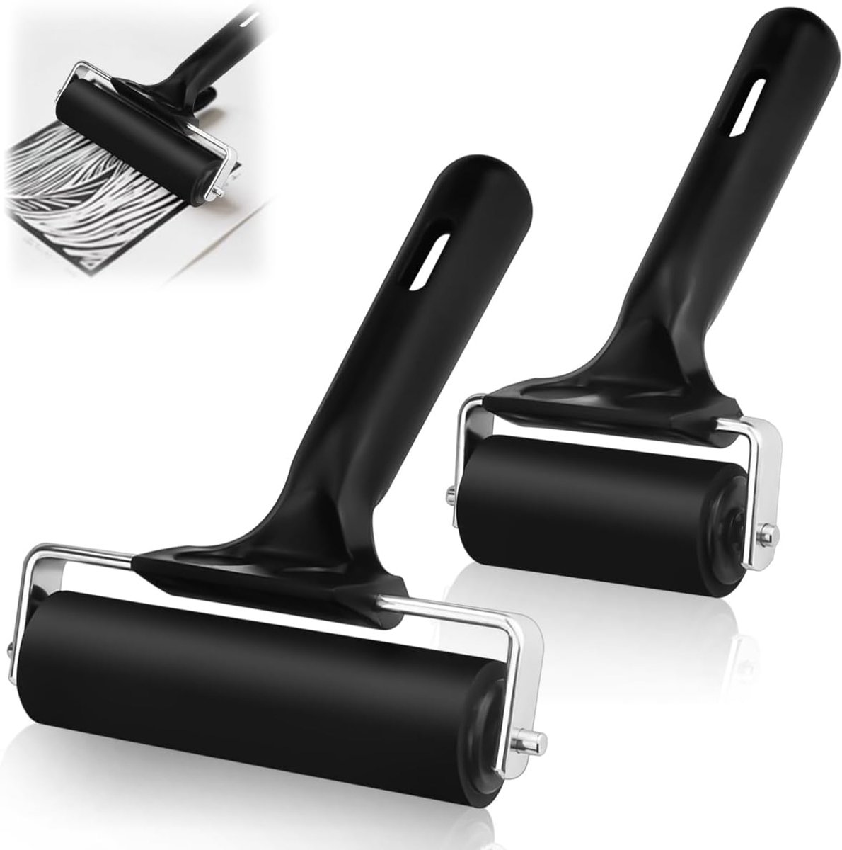 Rubber rollers set van 2 - duurzame rubberen rollers - 6/10cm drukrollers - perfect voor schilderen en printen - ShopVlot