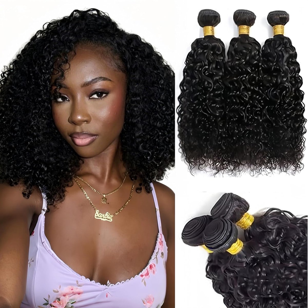 Kinky Curly Haar Bundels 14 16 18 Inch - Echte Braziliaanse Virgin Krullen - Onbewerkt Natuurlijke Haartypes - ShopVlot