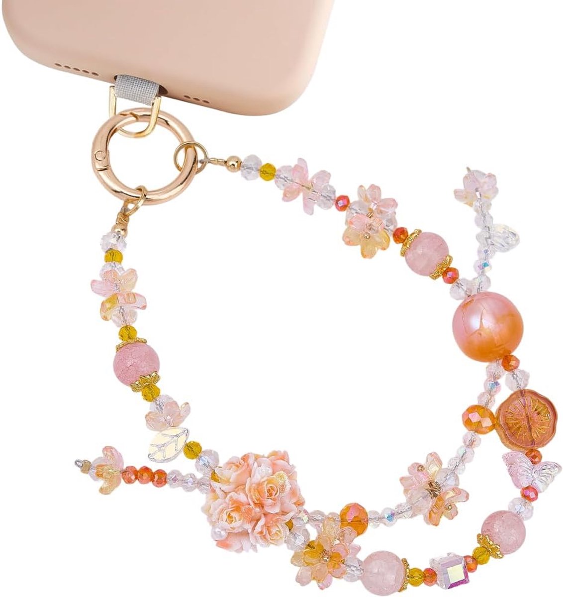 Telefoon charm voor vrouwen - anti-diefstal polsband - elegante bloemenbedels - handsfree en stijlvol - ShopVlot