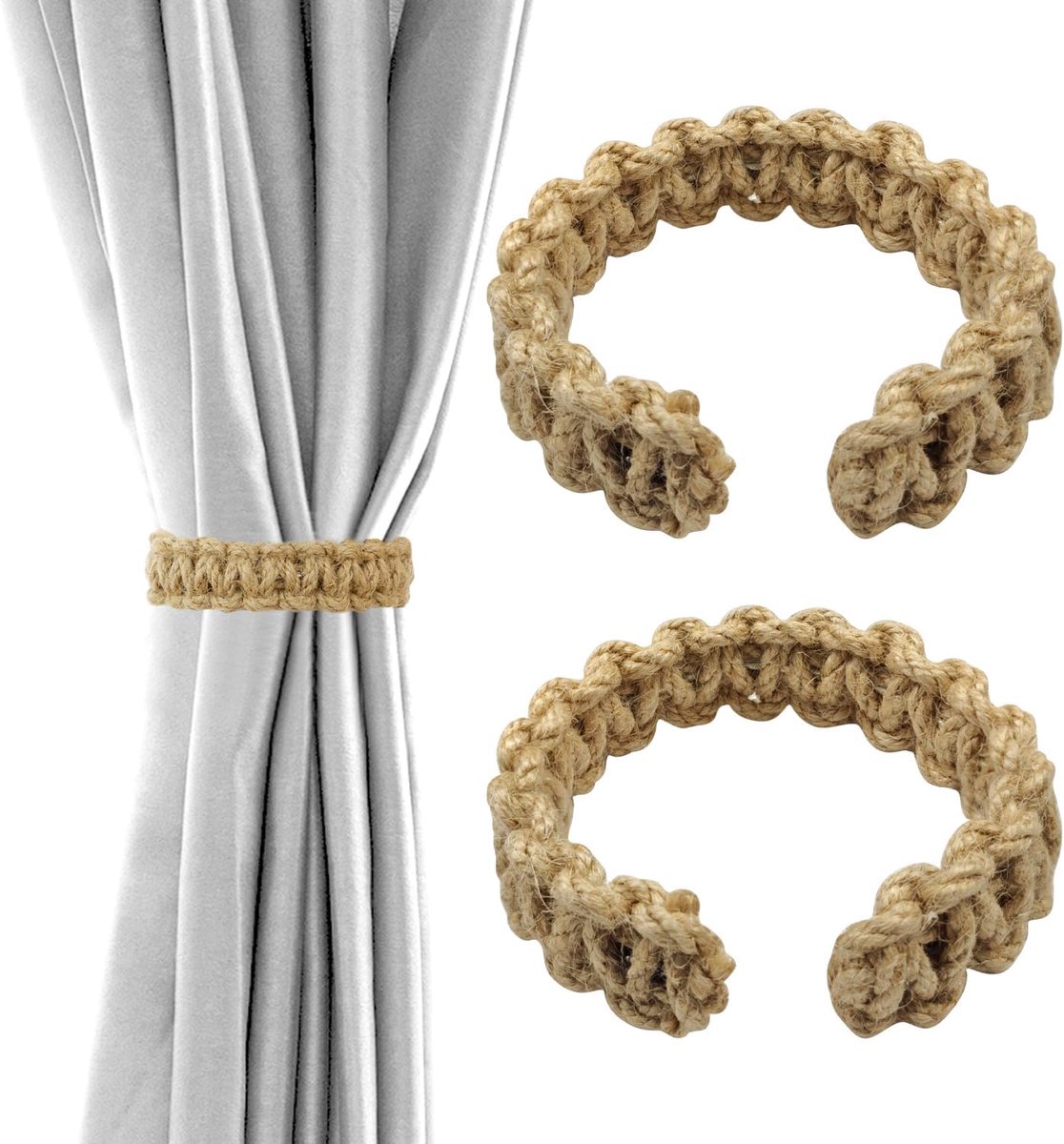 Gordijnbinders set van 2 - Elegante Boho stijl - Bruin - Verhoogt de elegantie van uw interieur - ShopVlot