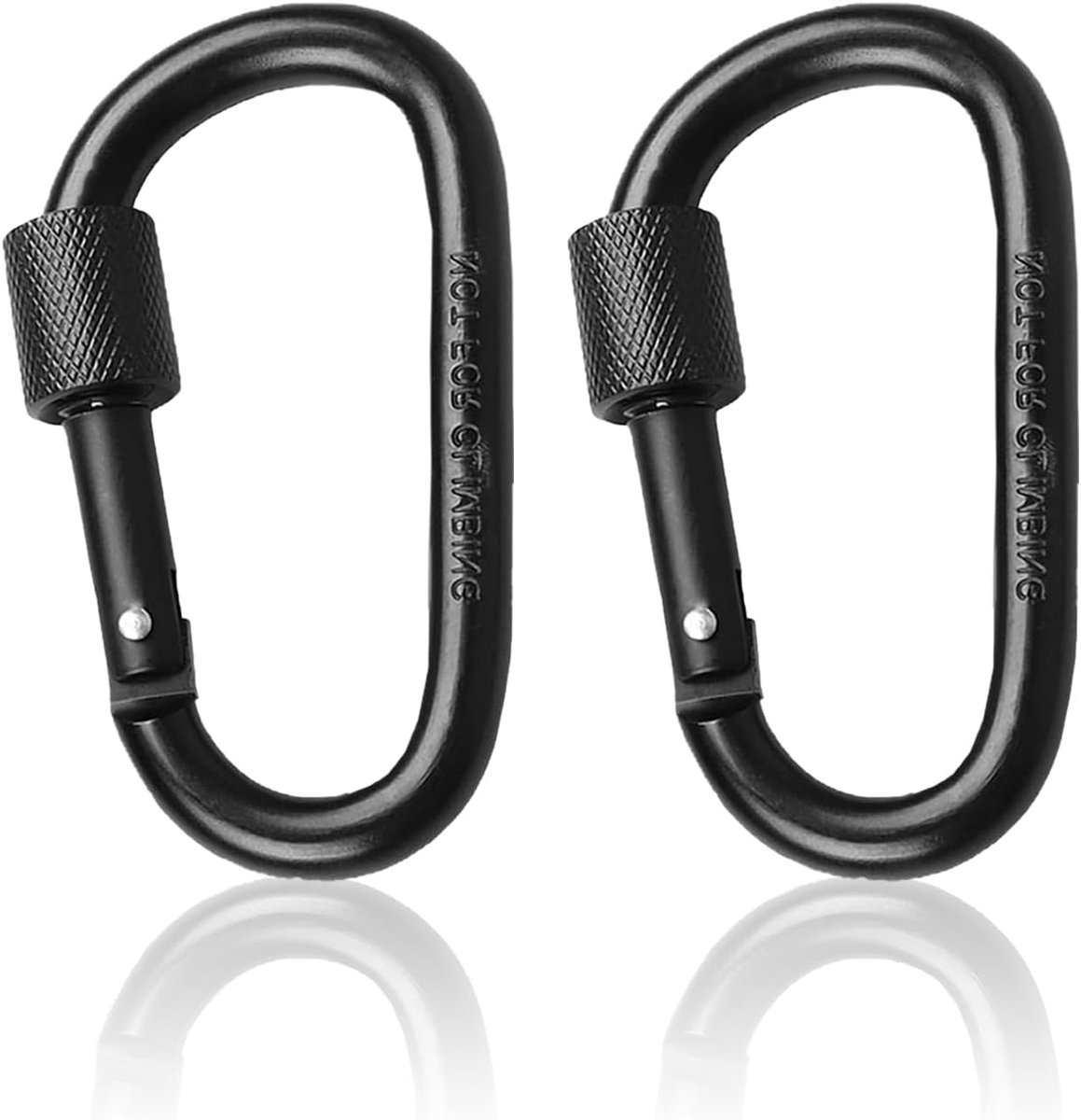 Carabiner clip 7.8cm - zwart aluminium legering - met slot - ideaal voor camping en reizen - ShopVlot