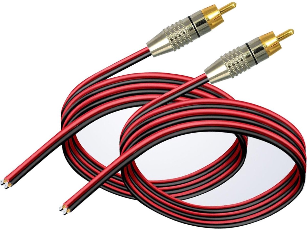 RCA connectors 2pcs - Goudgeplateerd - 14AWG luidsprekerkabel - Eenvoudige installatie - ShopVlot