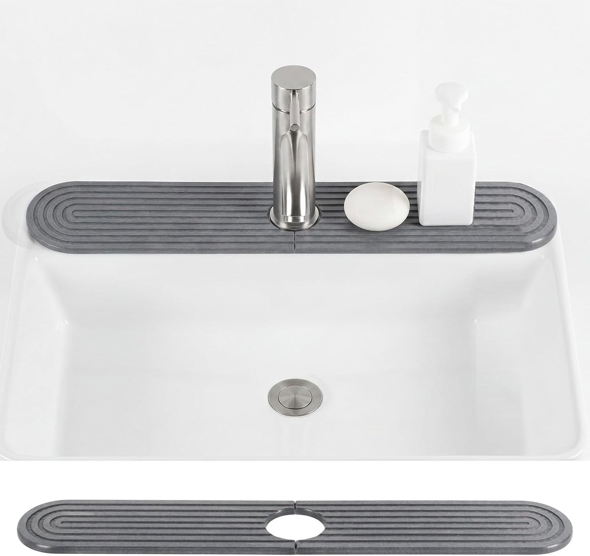 Kieselgur drip mat 60 x 10cm - diatomiet - snel drogend - splash guard voor keuken en badkamer - ShopVlot