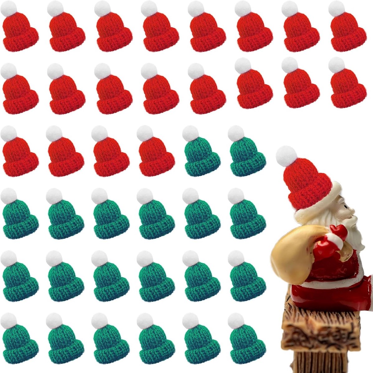 Mini kersthoedjes set 40pcs - kleurrijk gebreid - decoratieve kerstversiering - voor kerstboomdecoratie - ShopVlot
