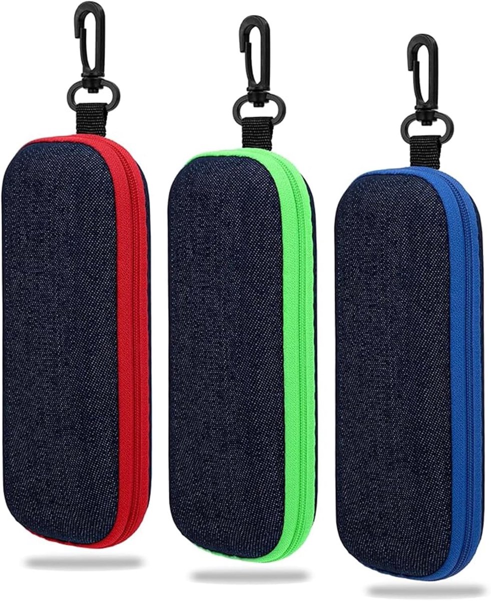Bril etui hard - denim - met rits en haak - stijlvolle bescherming voor onderweg - ShopVlot