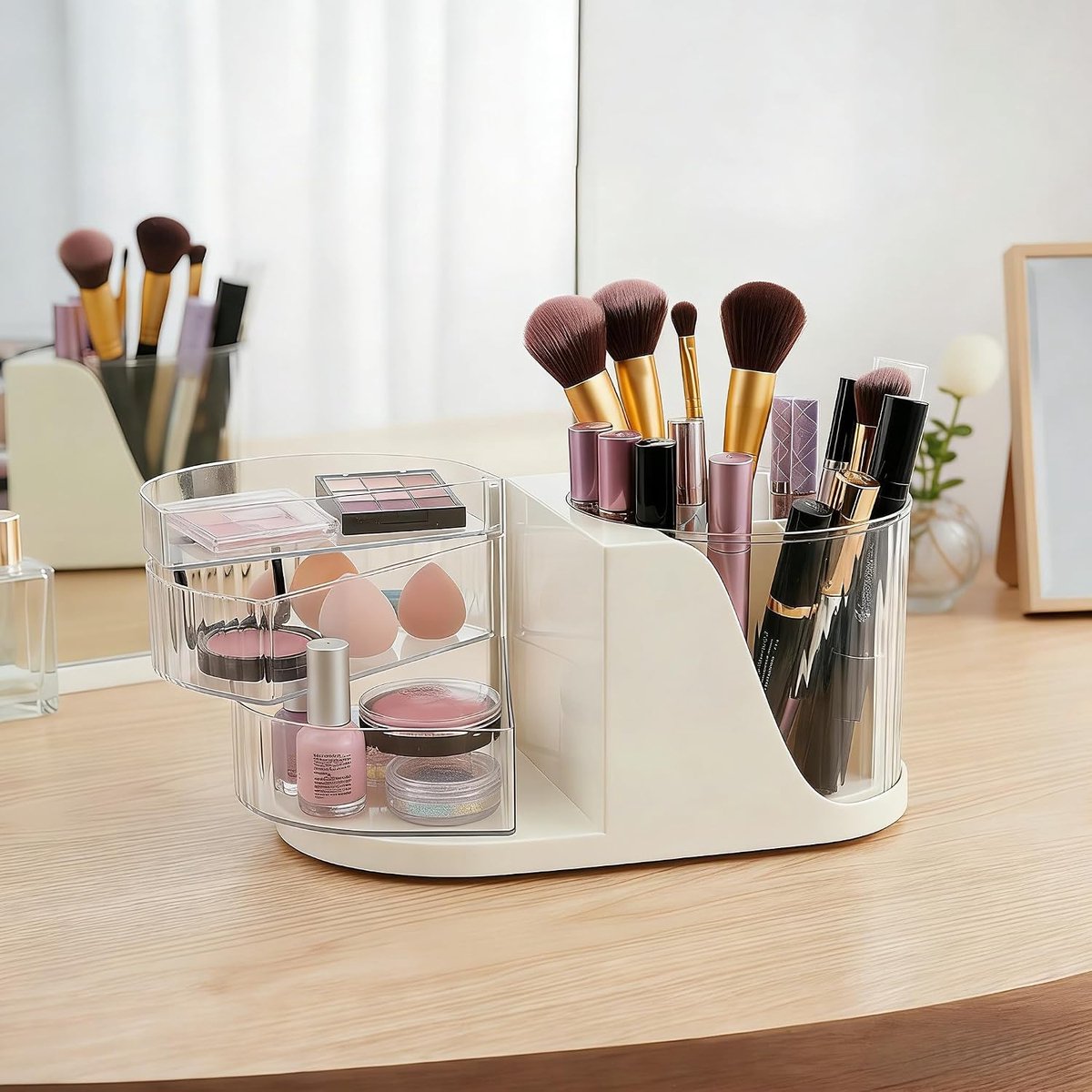Cosmetic Organiser 2-in-1 - Rotatable - Met 3 lades - Perfect voor dressing table - ShopVlot