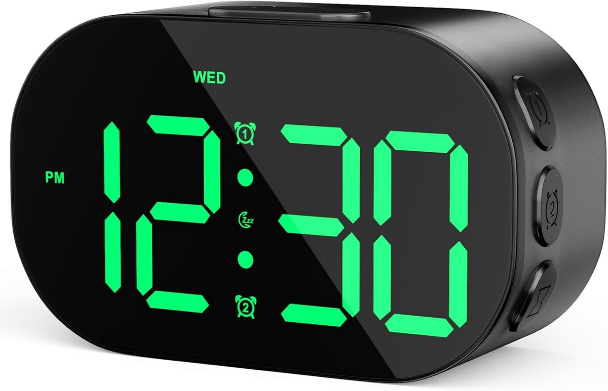 Digitale wekker met grote cijfers - helderheid en volume instelbaar - snooze functie - ideaal voor slaapkamer - ShopVlot