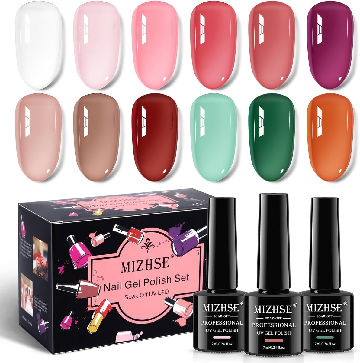 Nagellak set 12 kleuren - Transparante jelly gel - Voor DIY nageldesign - Perfect voor lente en zomer - ShopVlot