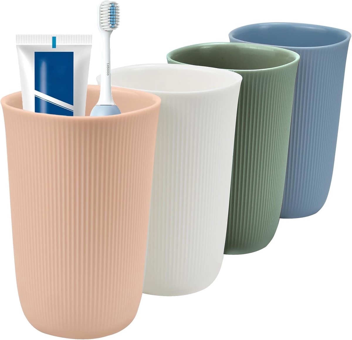 Tandenborstelbekers set van 4 - kunststof - diverse kleuren - ideaal voor thuisgebruik - ShopVlot