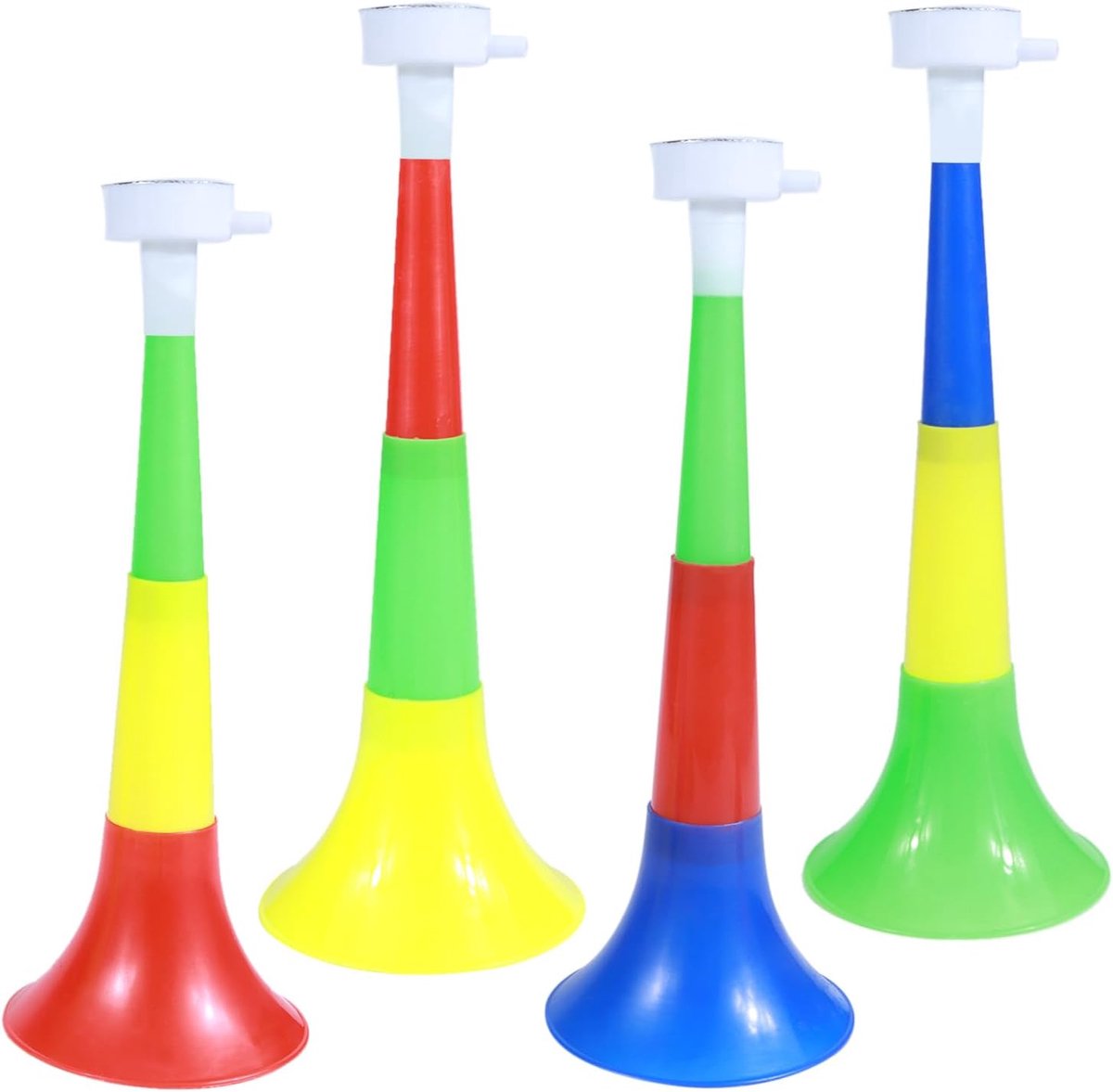 Vuvuzela trompet 4 stuks - plastic - luid geluid - ideaal voor sportevenementen - ShopVlot