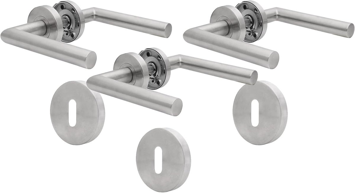 Deurklink Set - Zilver - BB - Roestvrij Staal - Voor Binnendeuren en Toiletdeuren