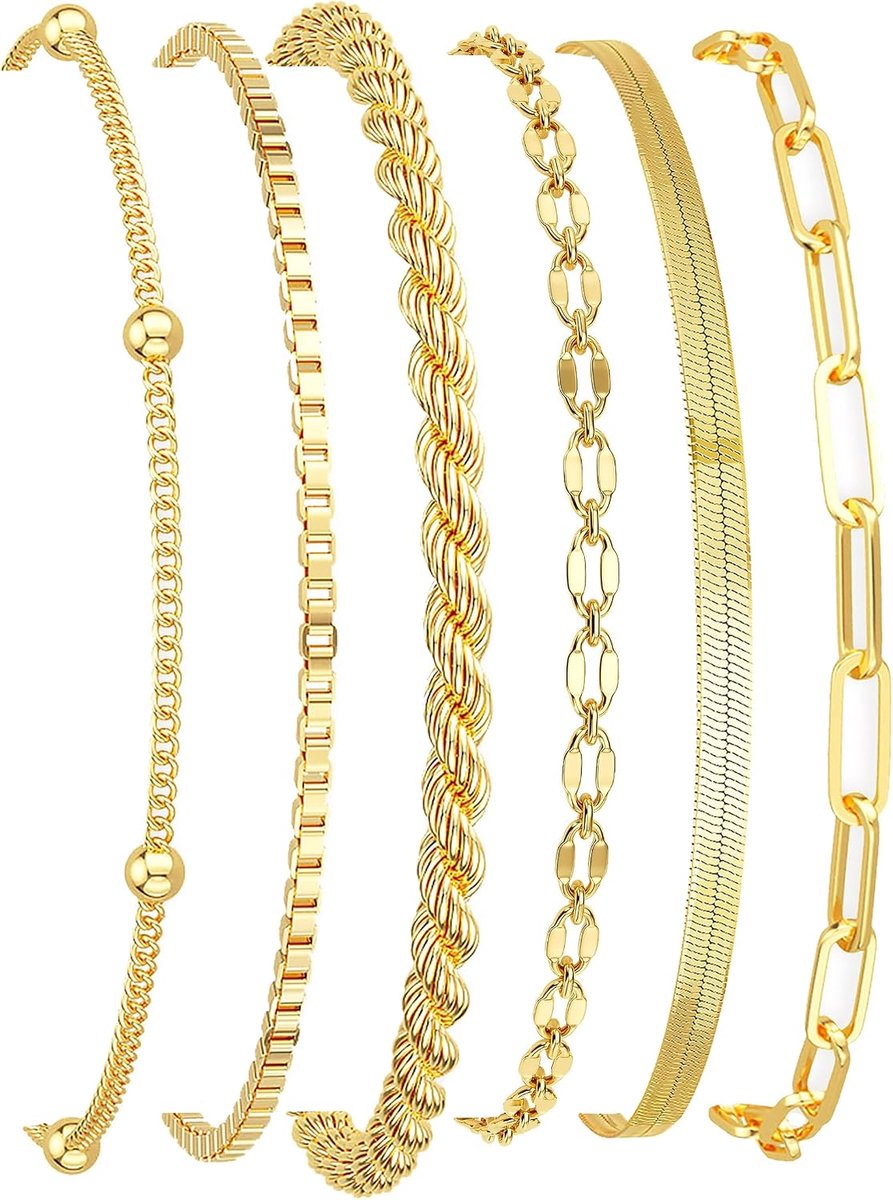 Stapelsieraden voor vrouwen - 5-6 delige set - roestvrij staal - verstelbaar en stijlvol - ShopVlot