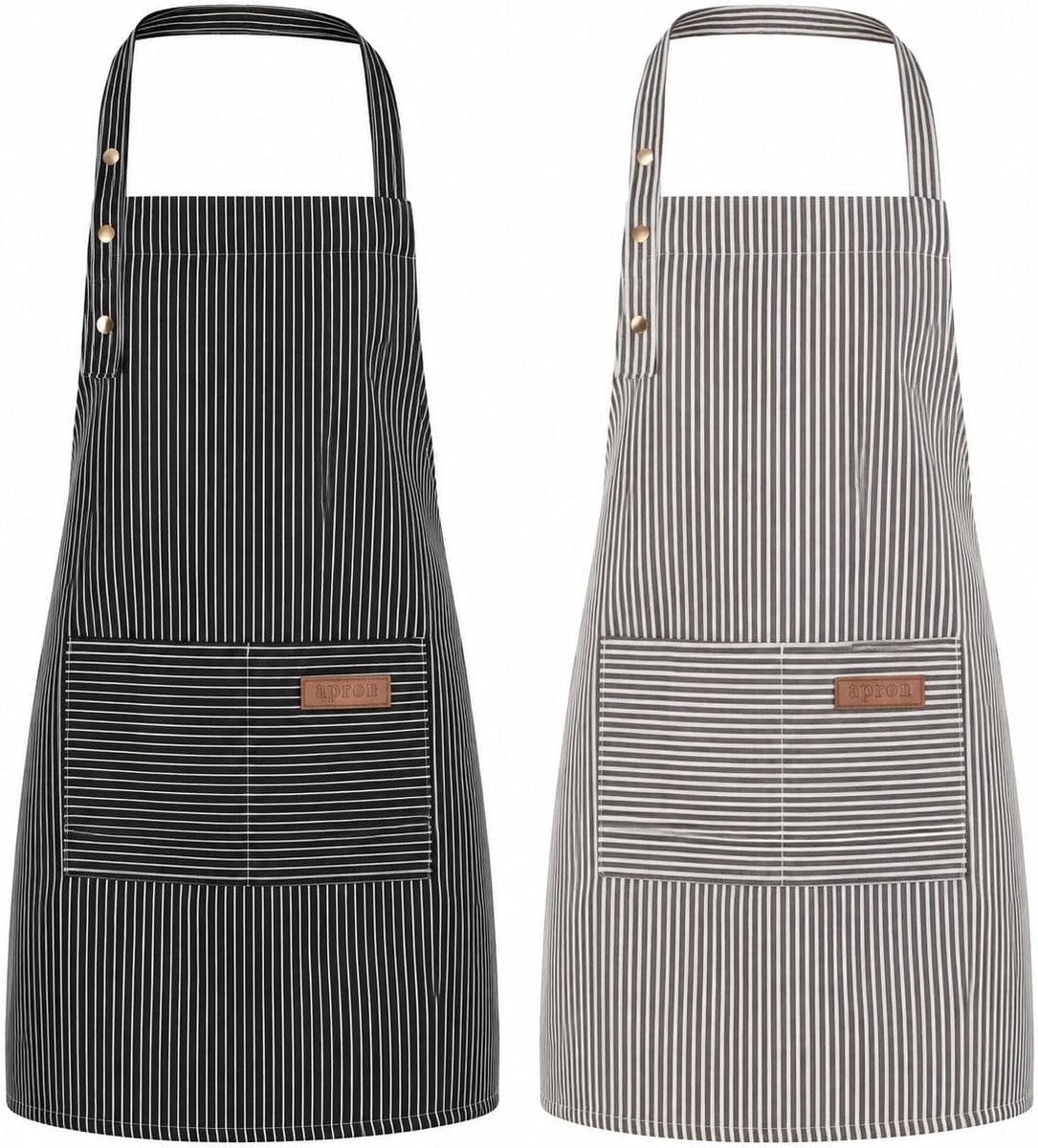 Kookschort dames gestreept 75x65cm - polyester verstelbaar - 2 ruime zakken - comfortabel en machinewasbaar - ShopVlot