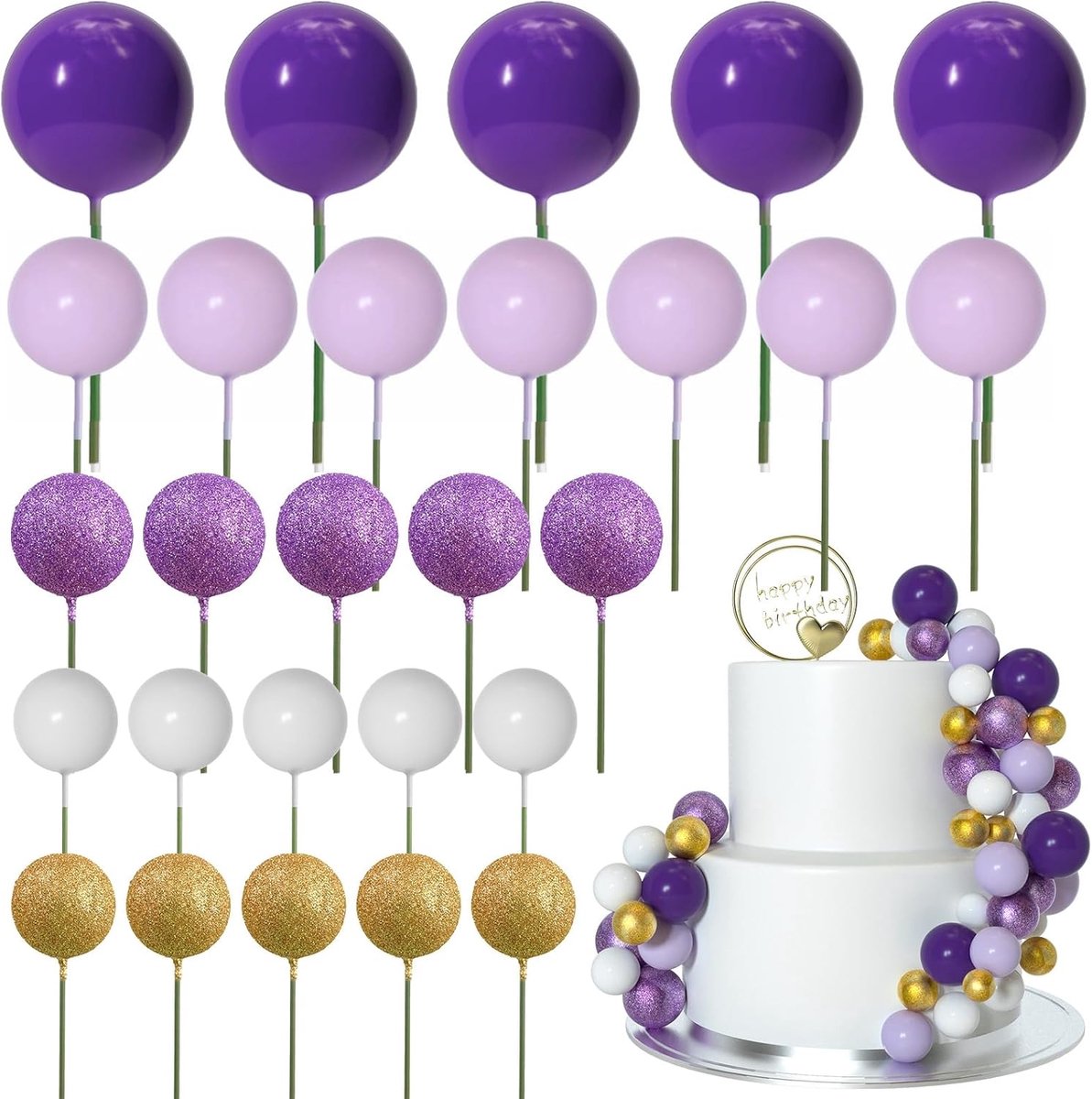 Cake decoratie ballen 50 stuks - paarse serie - mini ballonnen - perfect voor feestelijke taarten - ShopVlot