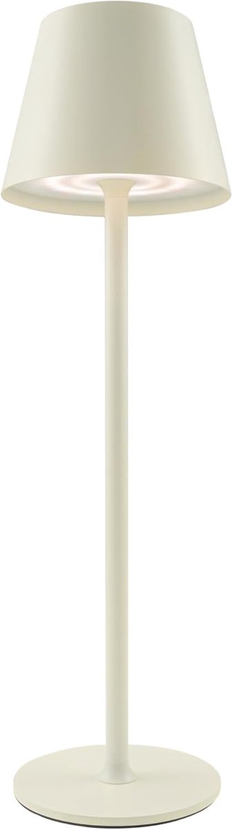 Accu Tafellamp - Macaronwit - 38 cm - Draadloze Led Lamp met 3 Kleurtemperaturen - Voor Eettafel en Slaapkamer
