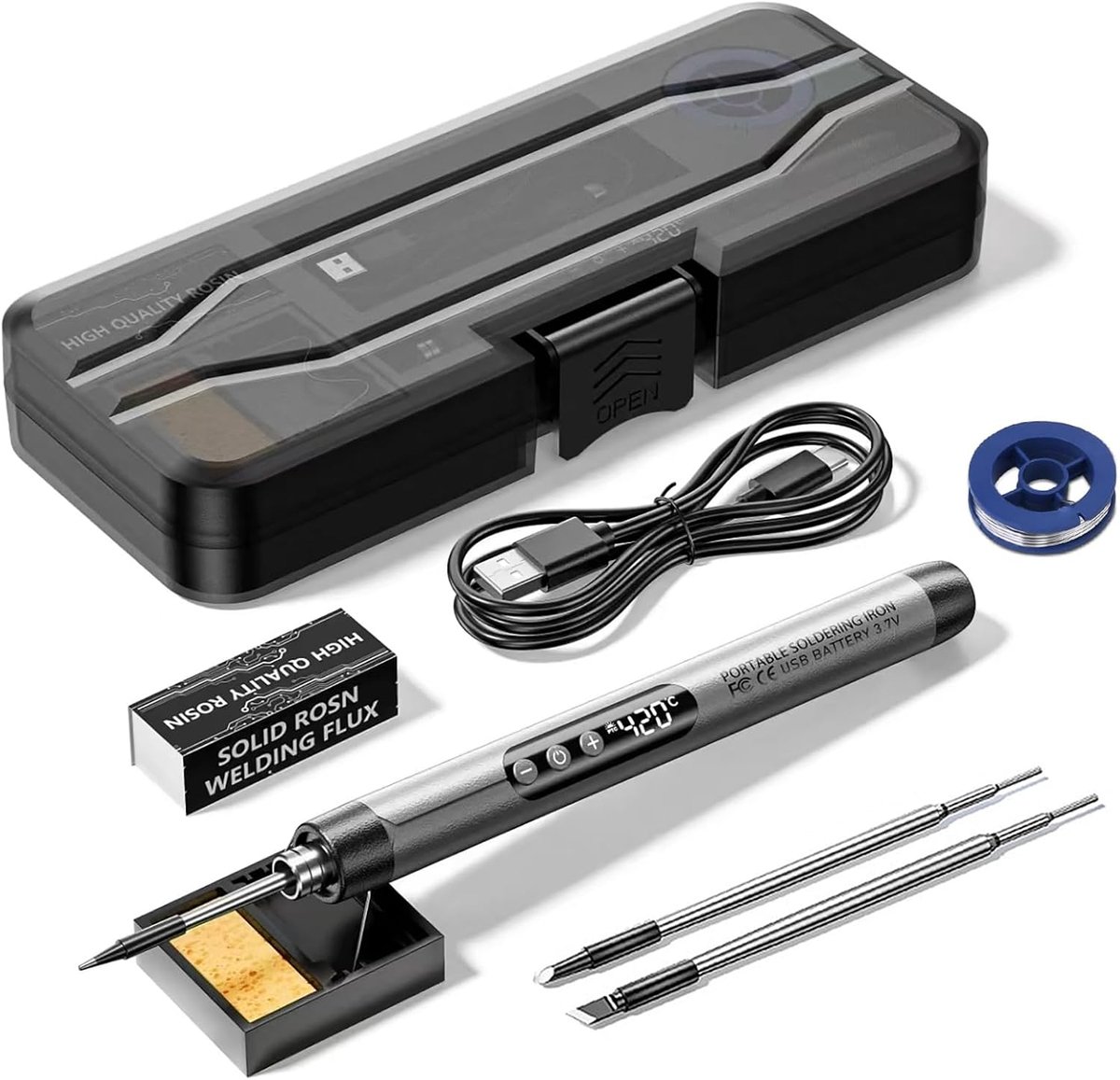 Soldeerbout set - Draagbaar met LED-display - Temperatuur instelbaar 260-420°C - Ideaal voor reparaties - ShopVlot
