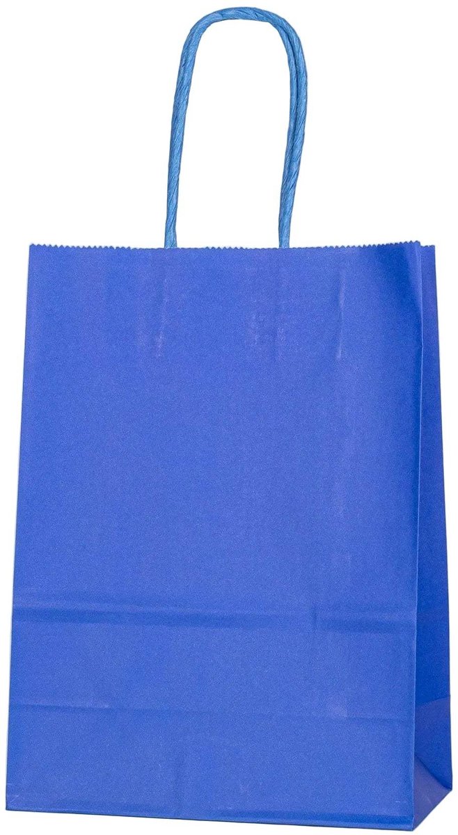 Papieren Draagtas - 60 Stuks - Royal Blue- 16x22x8cm - Papieren Tasjes - Kraft Tas - Tassen - Cadeau Tas - Hoogwaardig Kraft Papier - Eco-vriendelijk - Ideaal voor Geschenken - Lasentopack