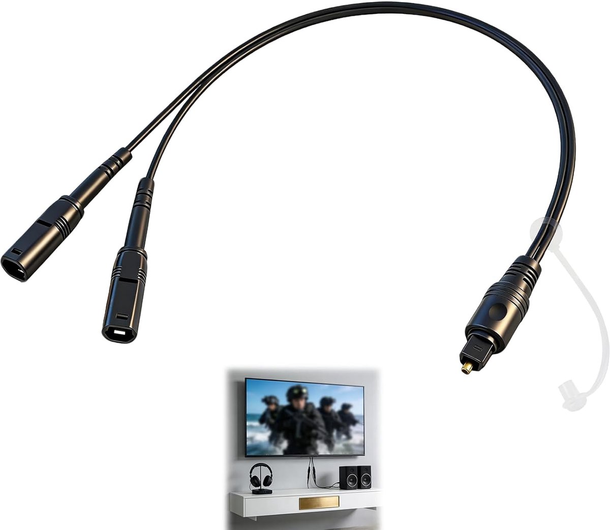 Optische audio Toslink splitter 1 invoer naar 2 uitgangen - 1 mannelijke 2 vrouwelijke poorten - ShopVlot