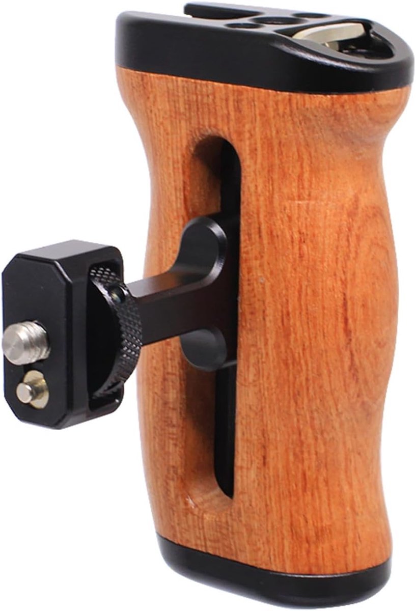 Wooden Side Handle Compatible with ARRI 1/4" & 3/8", Adjustable Left/Right Handle for EOS R50V/RP/R50/R100/R7/R8 - ShopVlot