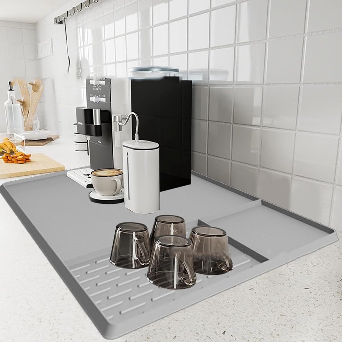 Coffee Maker Mat Silicone Mat Under Coffee Machines Multifunction Heat Protector Mat Accessories Dish Rack Mat Spill - ShopVlot
