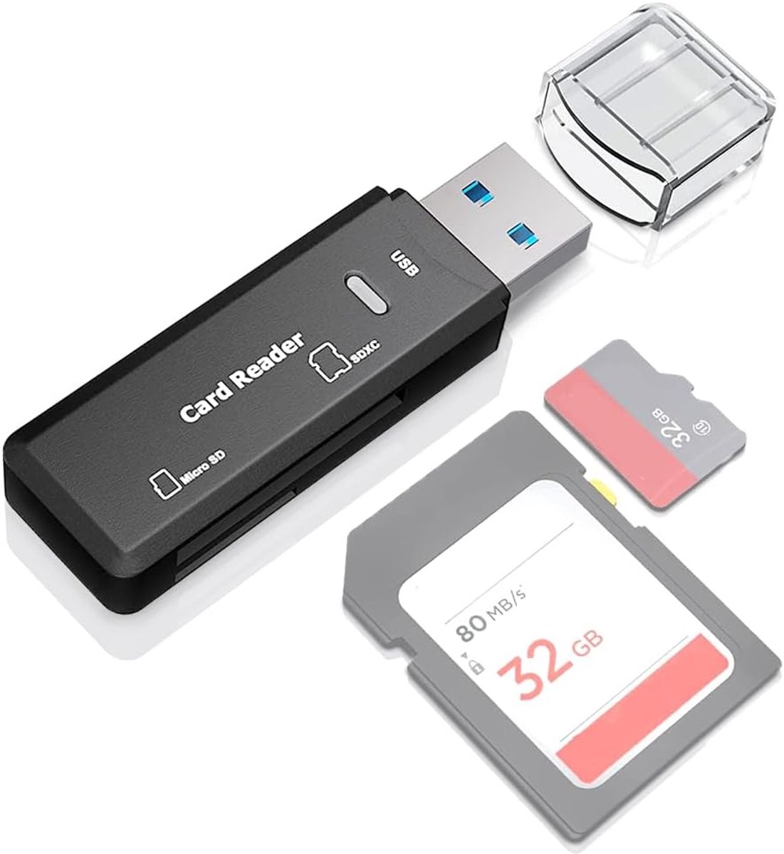 Kiorafoto USB 3.0 Portable SD Micro SD Card Reader for SD SDXC SDHC TF MicroSD MicroSDXC MicroSDHC MMC RS-MMC UHS-I - ShopVlot