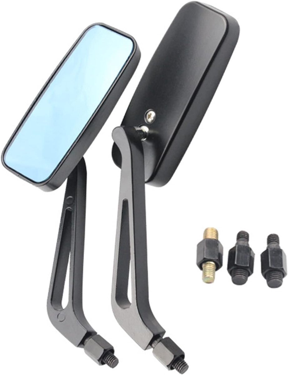 2Pcs Otorcycle Handlebar Mirror, Motor Rearview Mirror Rectangular Aluminum Universal Handlebar Mirror For Motor - ShopVlot