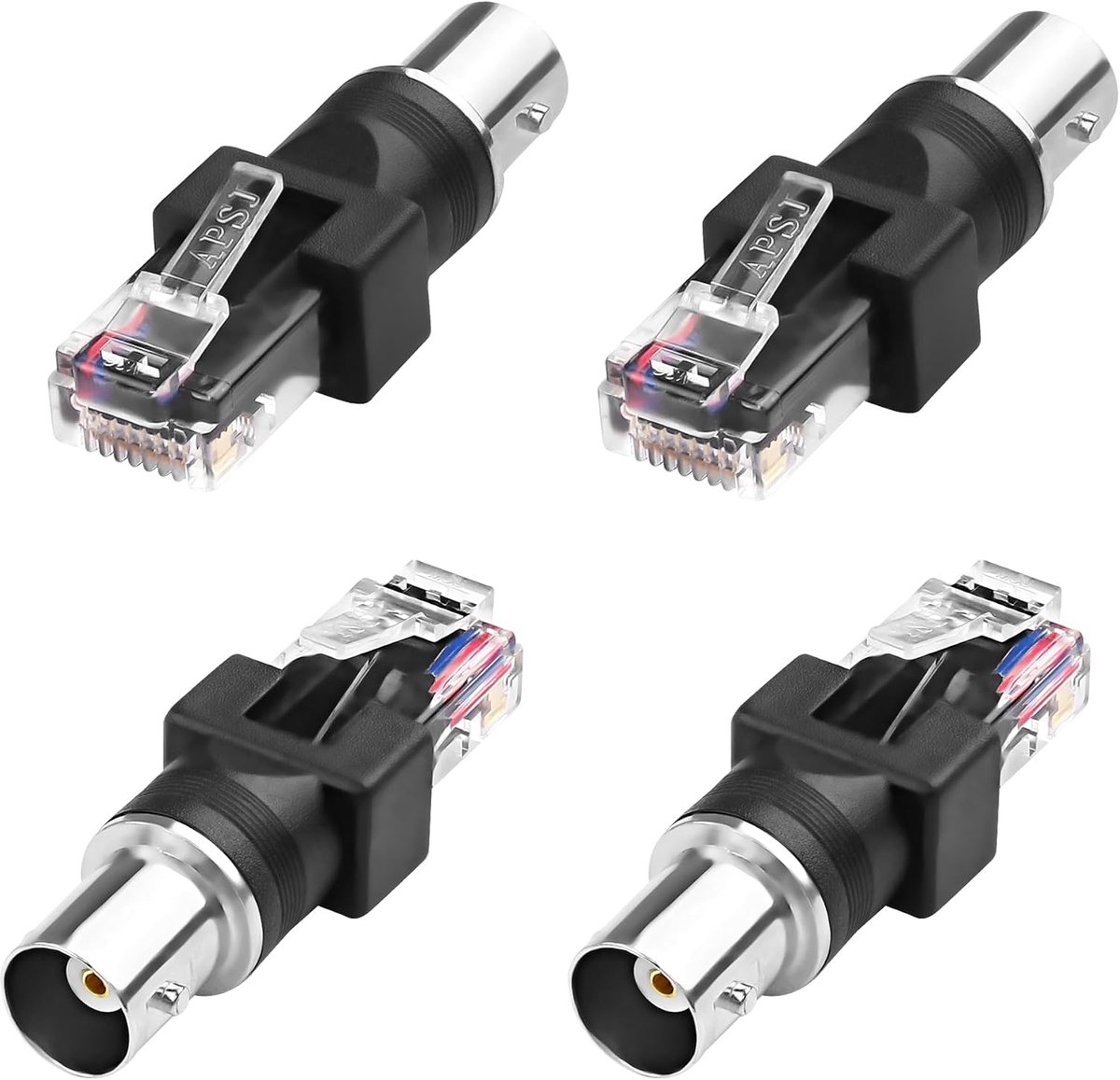 MEIRIYFA BNC to RJ45 Ethernet Adapter, BNC Bus to RJ45 Plug RJ45 Coaxial Straight Barrel Coupling Plug for Computer - ShopVlot