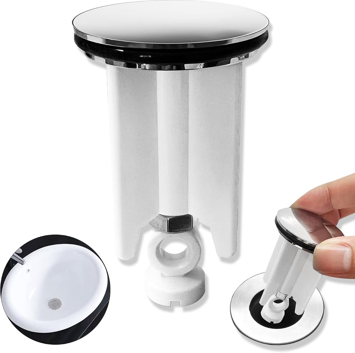 1 Piece Quality Basin Plug,Bathroom Sink Plug,Universal Sink Plug,Drain Plug with Seal,Height Adjustable Plug,Suitable - ShopVlot
