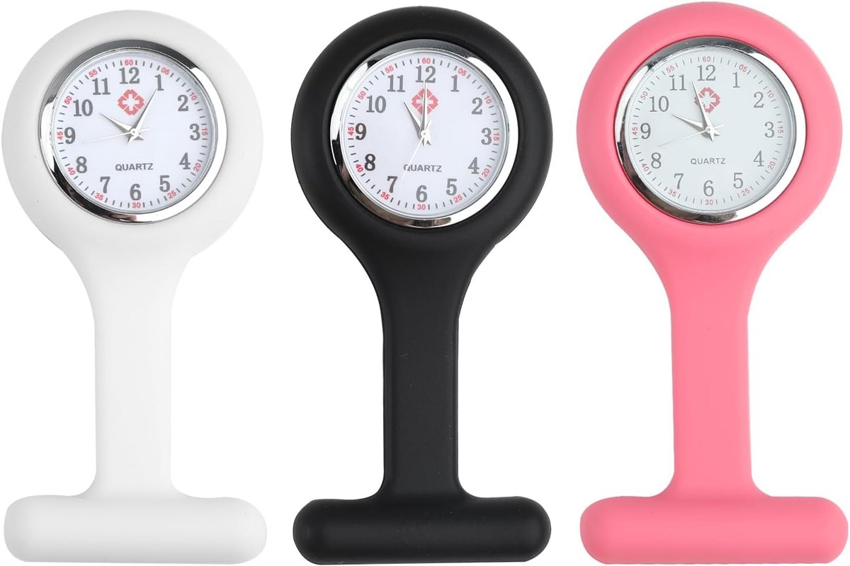Nazaz Nurse watch, 3 pieces, silicone second hand with pin, suitable for nurses and other medical professionals - ShopVlot