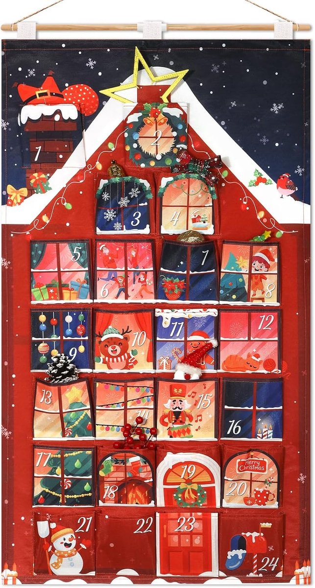 DPKOW Kreativ Haus Advent Calendar for Filling DIY DIY Pouches DIY Bags Large Christmas Calendar Tapestry Fillable - ShopVlot