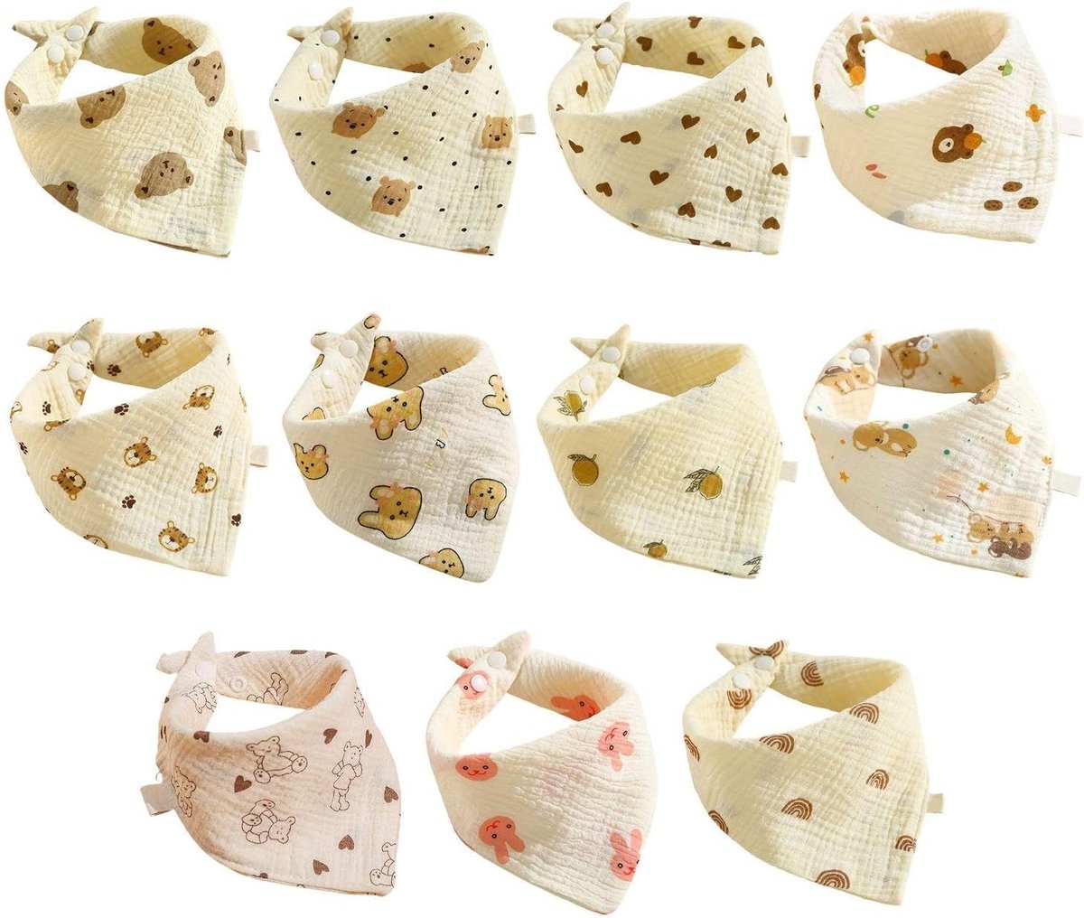 11 pieces baby saliva towels, cute cartoon bibs, baby supplies, soft and comfortable saliva towels. - ShopVlot