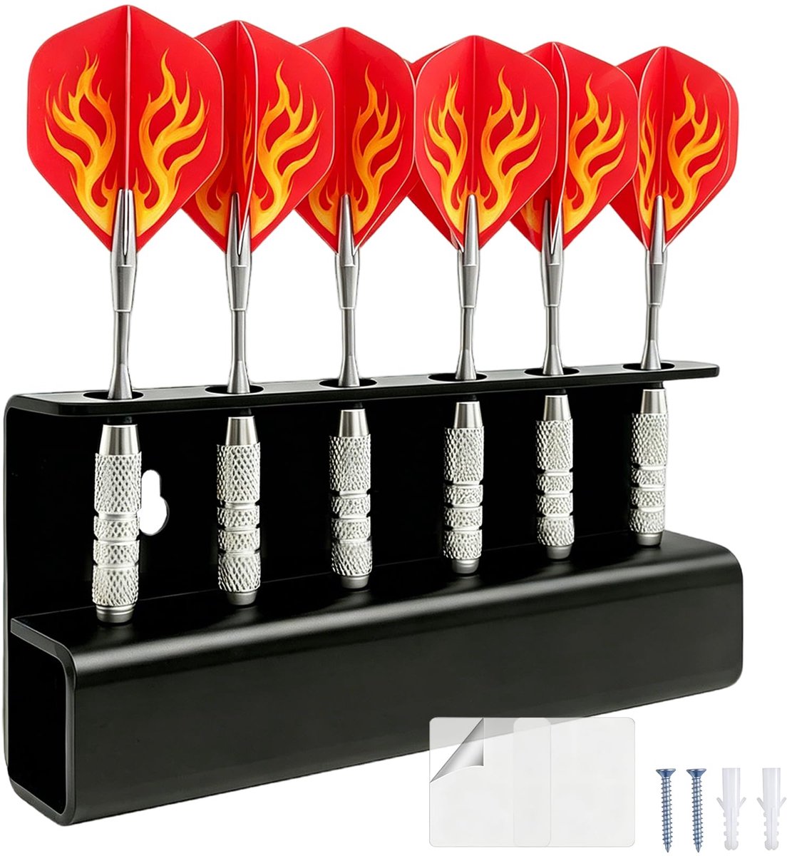 Set van 6 dartpijlen, houder voor aan de muur, acryl dartaccessoires, 15 x 8 cm, geschikt voor staal en softdarts - ShopVlot