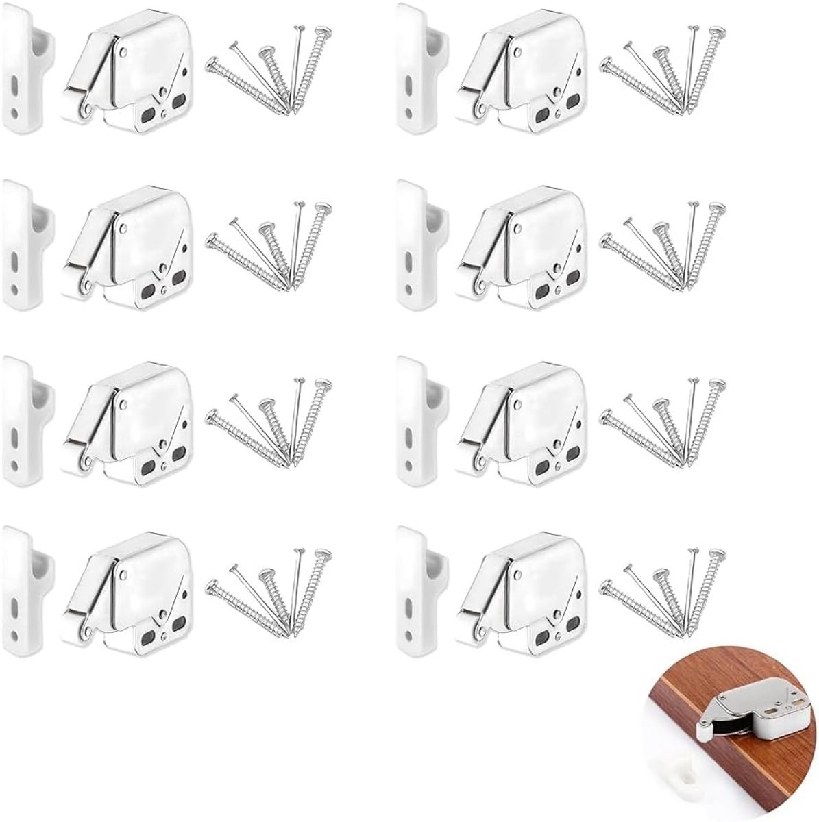 6 stuks mini-veersnappers, veersnapper, mini-sleuf, druksluiting, meubelsnapper, deursnapper latch met schroeven - ShopVlot