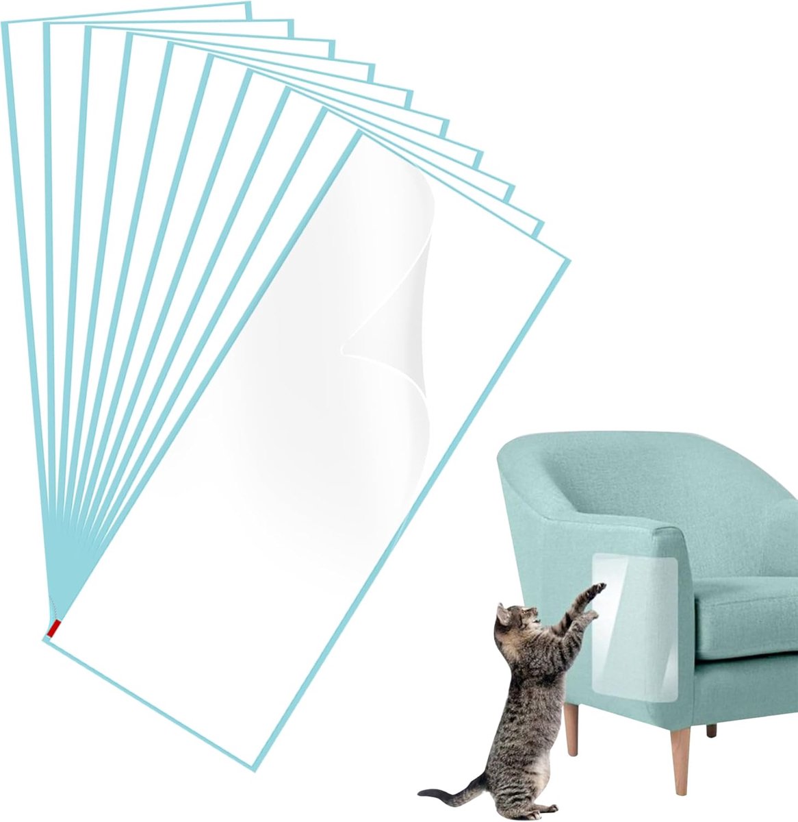 SnelShoppen - Zelfklevende Dubbelzijdige Anti-Krabbels Stickers voor Meubels - Bescherming tegen Kattenkrabben - 10 Stuks van 15 x 40 cm - Duurzaam en