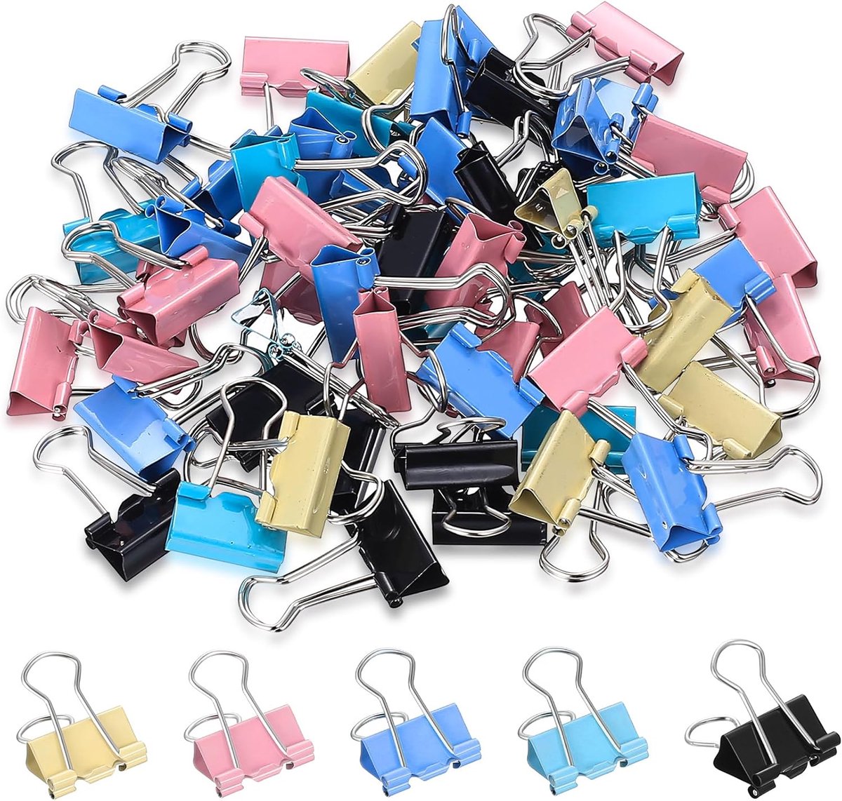 120 stuks kleine papierclips, 32 x 19 mm - Paperclips, metalen paperclips, papiermap, foldback clips, voor kantoor - ShopVlot
