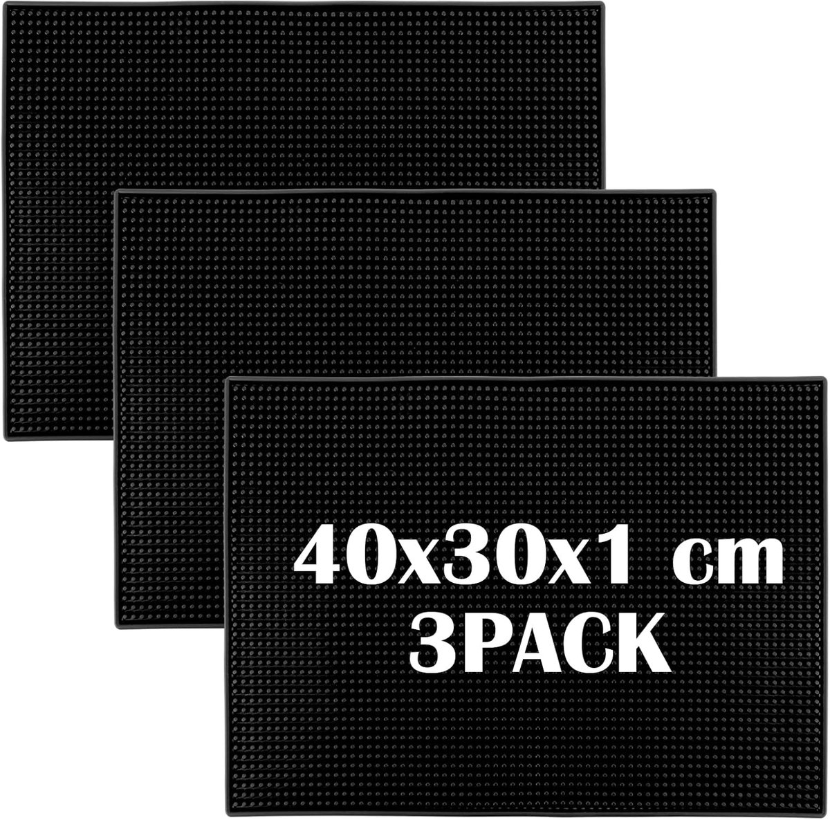 3 stuks afdruipmat zwart 40 x 30 x 1 cm - ShopVlot