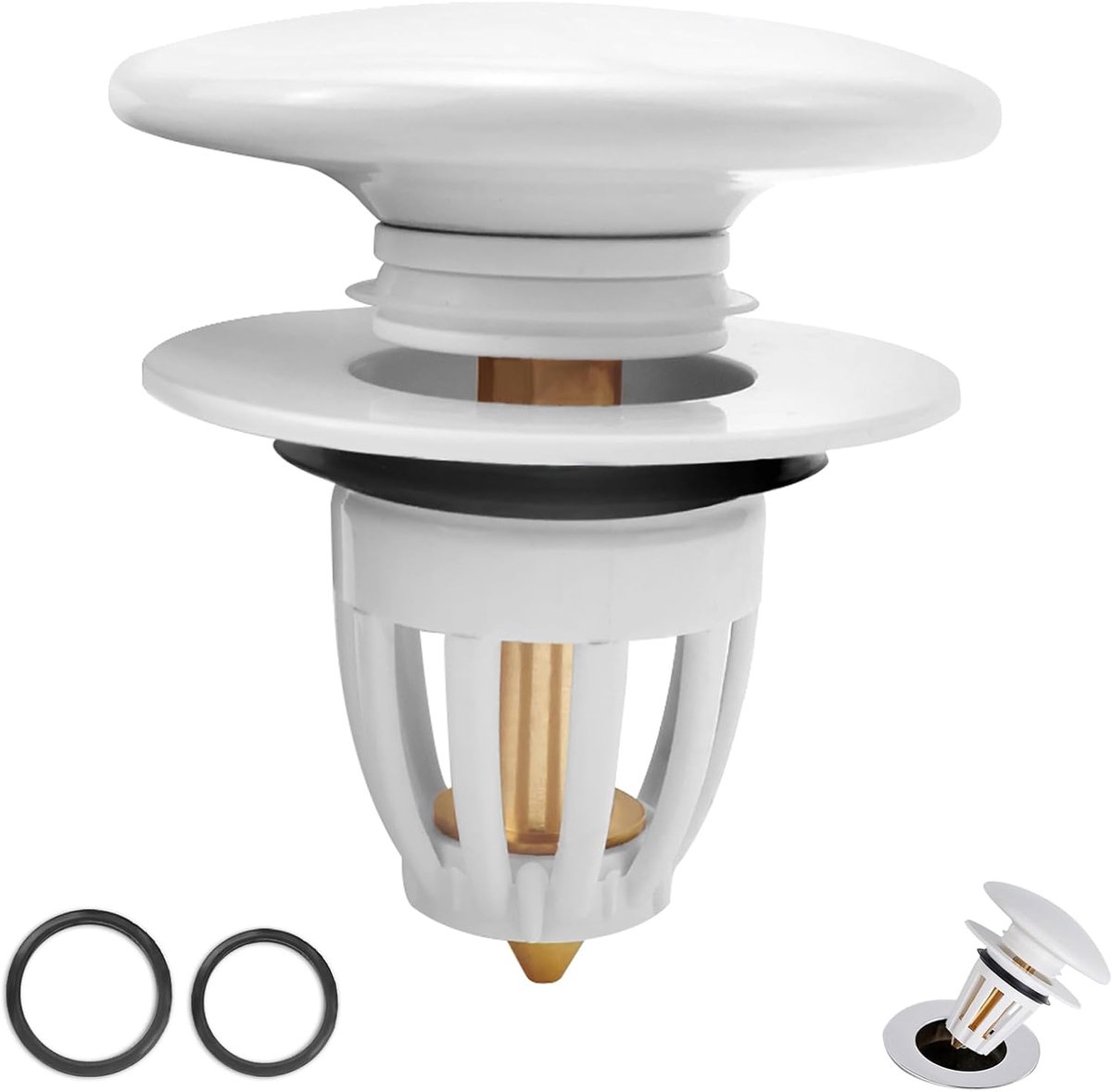 Ceramic Drain Stopper, Pop-Up with Anti-Clogging Basket, Universal Stopper, Washbasin, for Top Sinks, Bathtub Stopper - ShopVlot