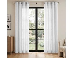 Melodieux Curtains with eyelets (White, 140W x 260H cm (2 Panels)) - ShopVlot