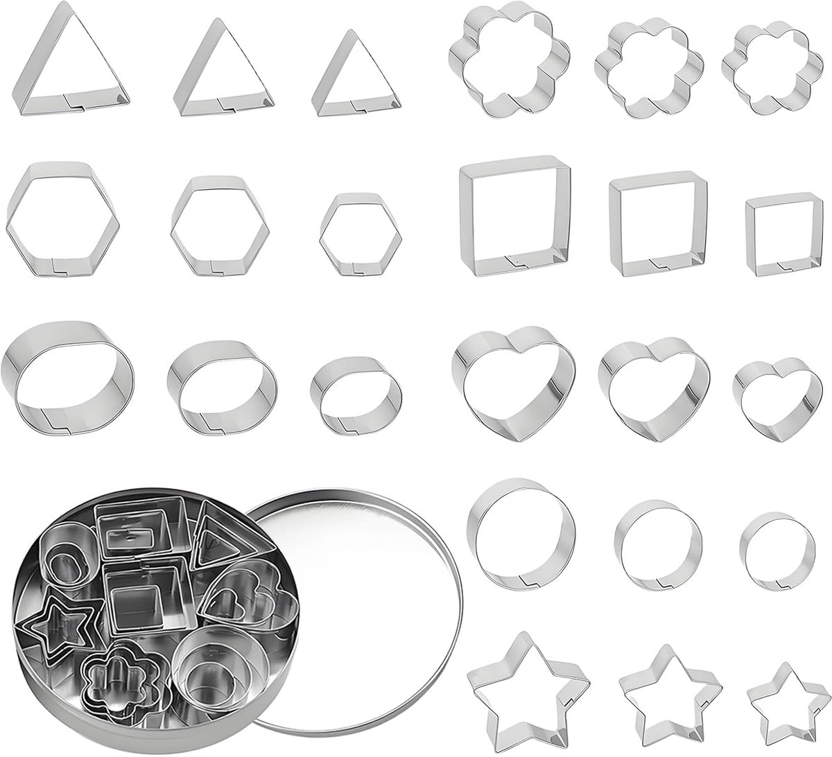 24 Pieces Cookie Cutters Cookie Cutters Cookie Cutters Small Cookie Cutters Stainless Steel Mini Cutters 8 Shapes - ShopVlot