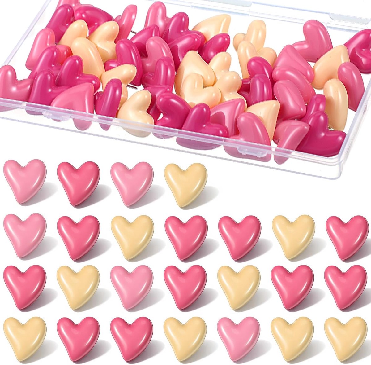 Hart Push Pins, 50 stuks roze pushpins voor prikbord, schattige duim kopspijkers hart decoratieve pushpins voor - ShopVlot
