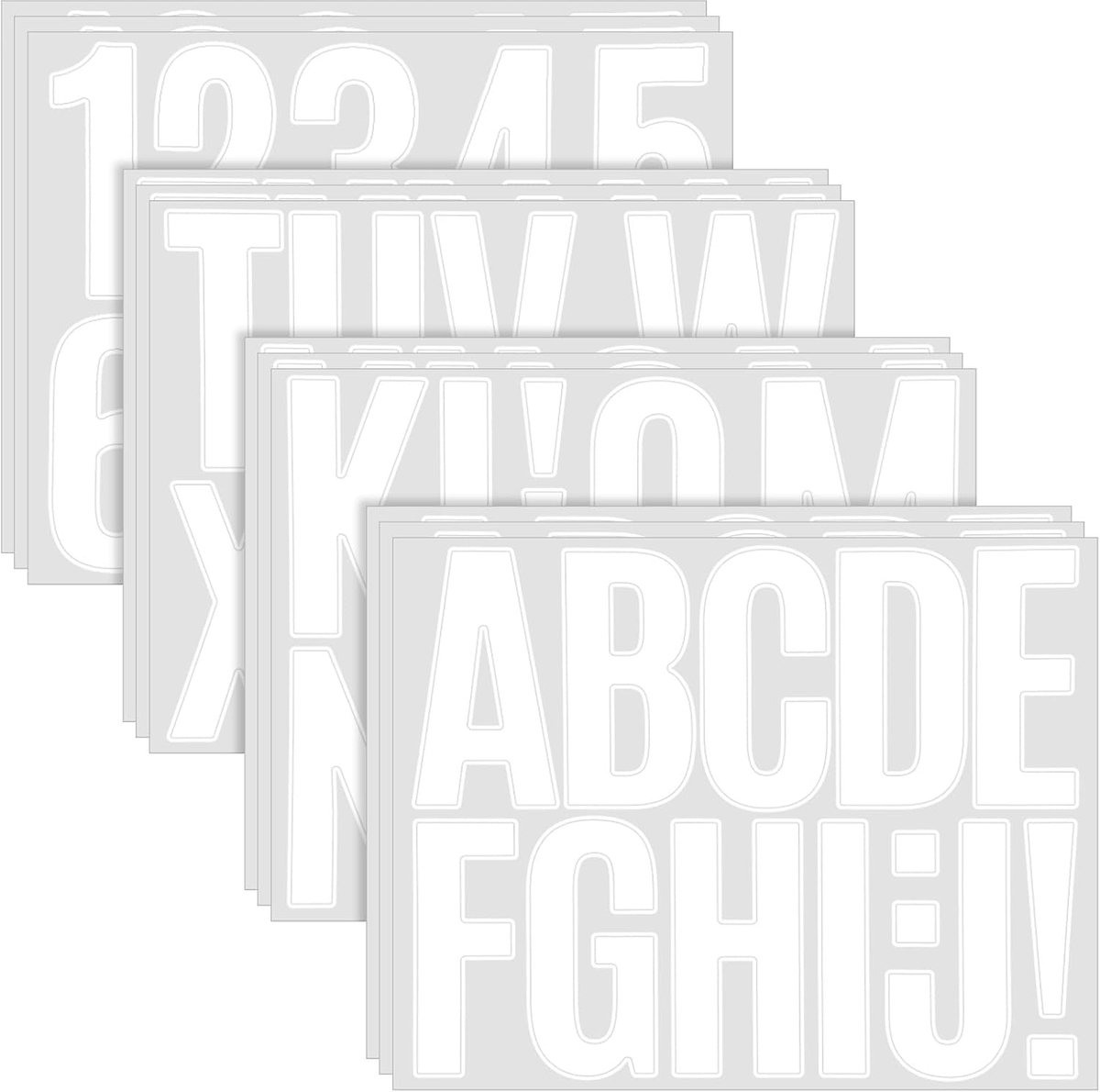 12 vellen 8 cm letterstickers, witte alfabetstickers, zelfklevende vinylletters voor brievenbus, scrapbooking, poster - ShopVlot