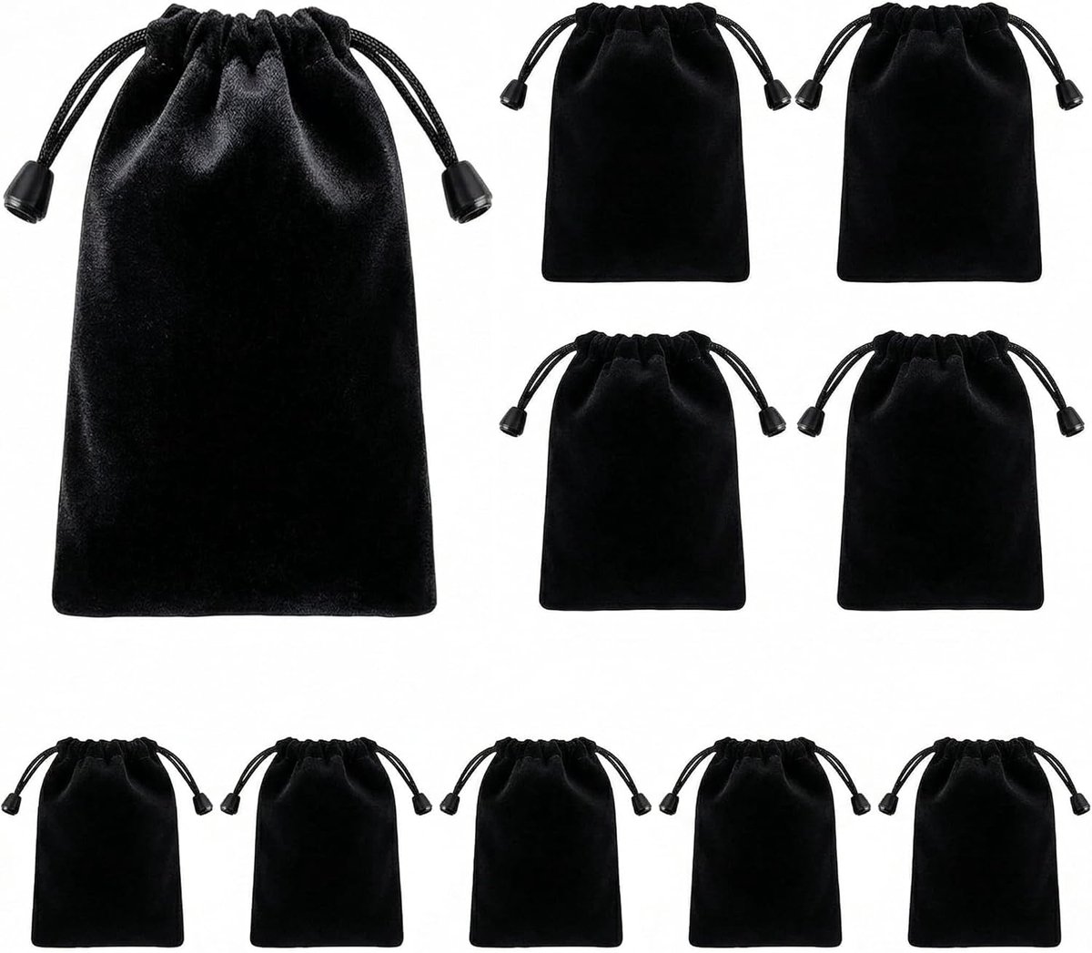 Klein stoffen zakje, fluwelen zakje met trekkoord, geschenkzakje van zwart fluweel, voor sieradenzakjes, kleine zwarte - ShopVlot