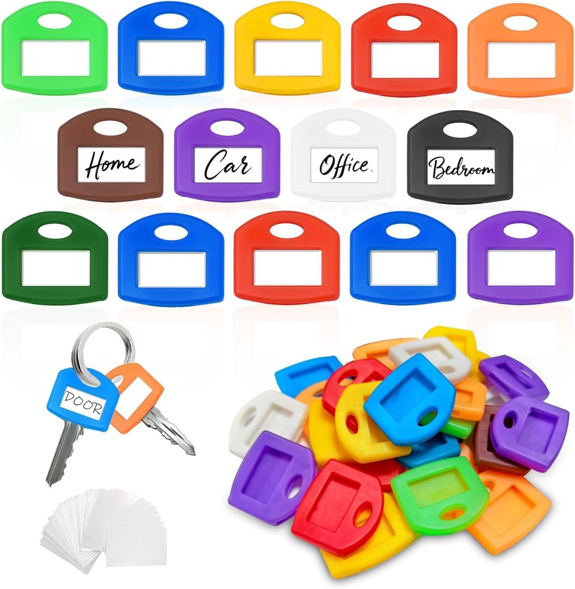 30 Pcs Colored Key Covers, Square Key Covers Set of Labels for Organizing and Identifying Keys, for Home, Office and - ShopVlot