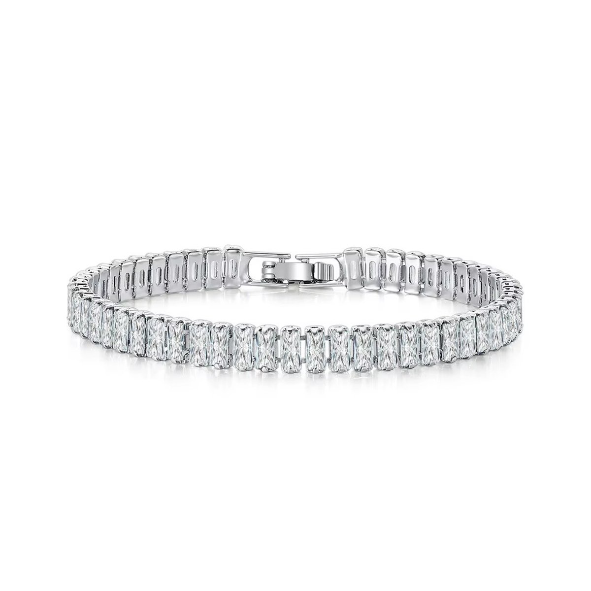 Tennis Armband | Zilverkleurig Verguld | Zirkonia stenen 6 MM | Lengte 16 CM | Tennis Bracelet | Sieraden