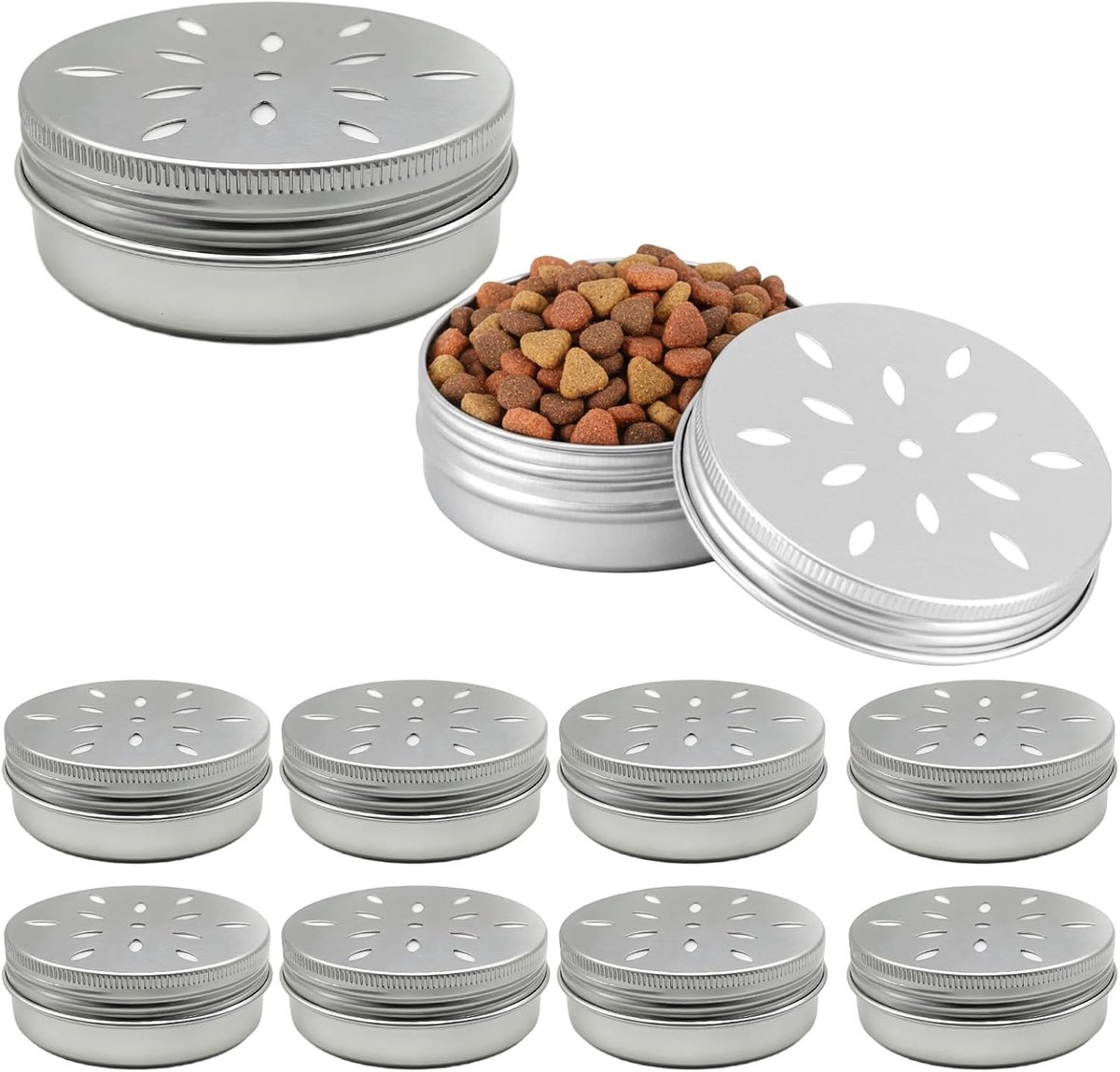 10 stuks aluminium hondentraining-accessoires met ventilatiegaten, 60 ml, ronde metalen hondentraining voor - ShopVlot