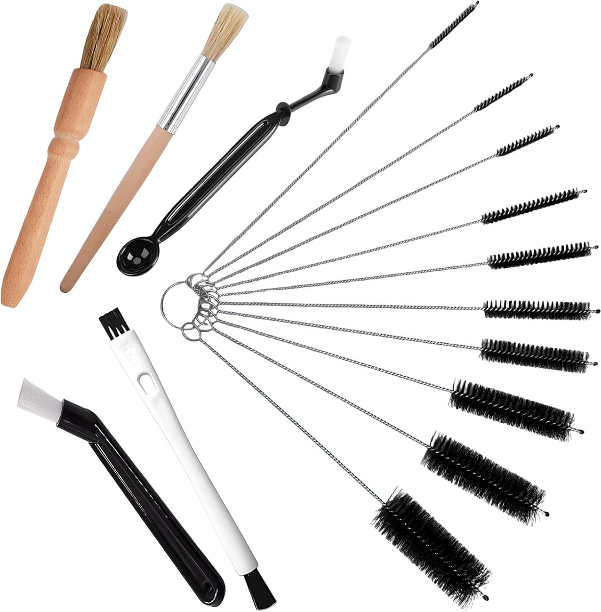 15pcs Cleaning Brushes, Fully Automatic Coffee Set, Reusable Brush, Coffee Machine, Wooden Handle and Straw Brush Set - ShopVlot