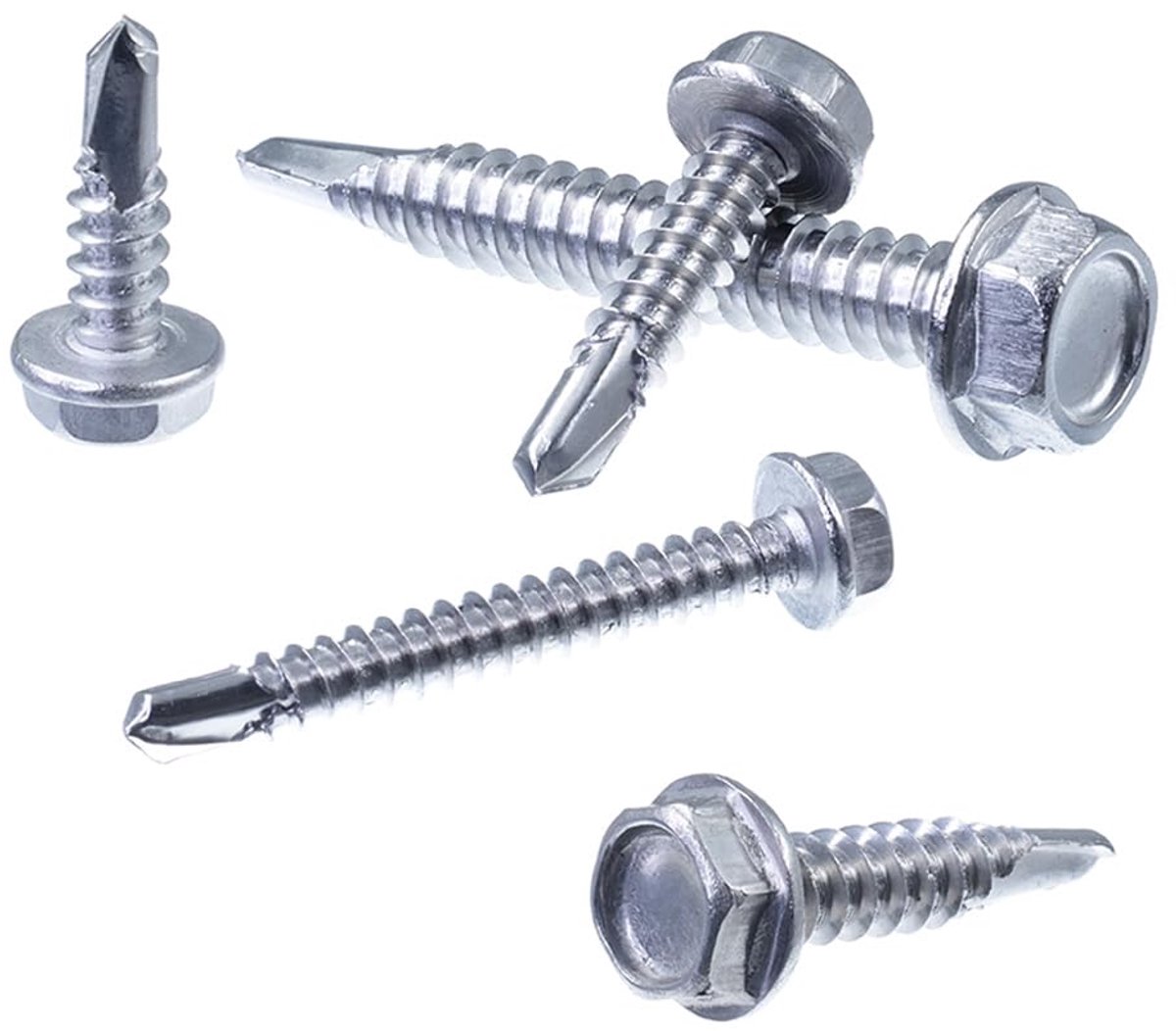 SECCARO Plate screw with hexagon head and band 4.2 x 19 mm, stainless steel A2, drill point, ISO 15480 / DIN 7504, 200 - ShopVlot